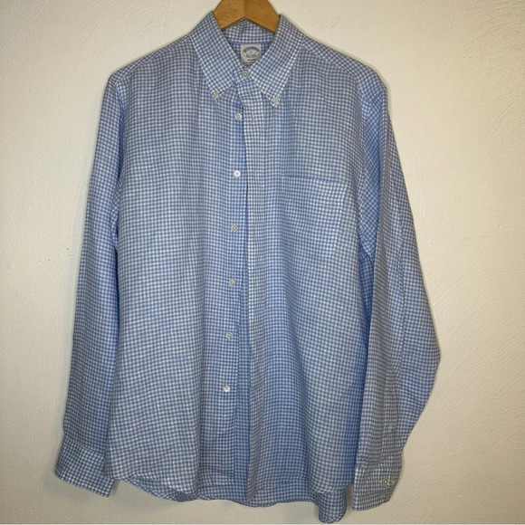 Brooks Brothers Other - BROOKS BROTHERS Regent Button Collar Long Sleeve Check Casual Shirt Blue L
